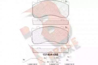 R BRAKE rb1404 -  Комплект тормозных колодок, дисковый тормоз